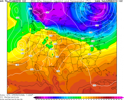 850 hPa 48 hod dopredu