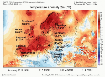 Evropa maxima koncem unora 2019, mapa nalezena na http://www.shmu.sk/sk/?page=2049&amp;id=980